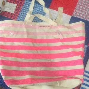 Victoria's Secret Pink and Cream Canvas Tote